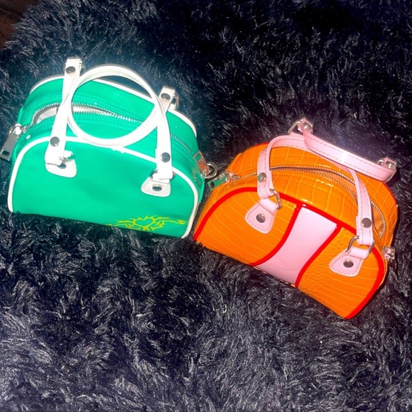 leather Ed hardy style orange alligator purse with pink and red details (NEW) - Picture 2 of 4